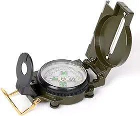 Bússola Profissional de Metal de Alta Precisão, Multifuncional, Verde Militar com Detalhes Dourados