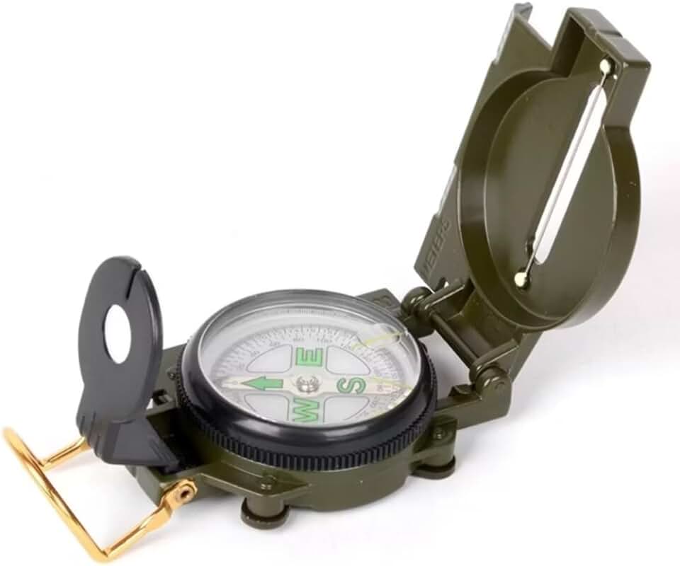 Bússola Profissional de Metal de Alta Precisão, Multifuncional, Verde Militar com Detalhes Dourados
