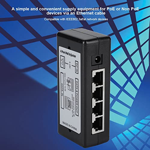 Fuente de Poder PoE ASHATA DC12V-48V con 4 Puertos Adaptador PoE Injector Ethernet para Cámara IP miniatura 4