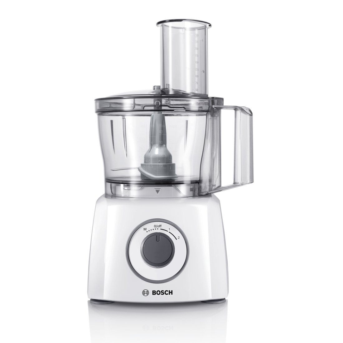 Bosch MCM3110W - Robot de cocina (2,3 L, Blanco, Giratorio, De plástico, Acero inoxidable, 800 W)