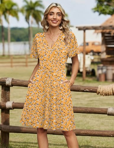 Image of Zeagoo Womens Summer Dresses Wrap V Neck Dress Floral A-Line Ruffle Sleeve Casual Sundress with Pockets 2026