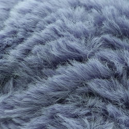 Image of NICEEC 2 Skeins Faux Fur Yarn Super Soft, Chunky & Fluffy, Eyelash Yarn for Crochet & Knitting (Total Length 70yds,3.53oz) - Grayish Blue