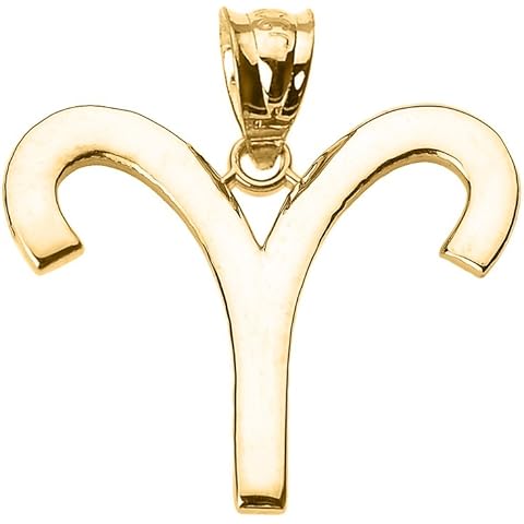 10K Yellow Gold Aries Zodiac Astrological Sign Charm Personalized Pendant