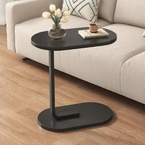 Modern Creative Design Sofa Corner Bedside Coffee Table for living room bedroom Indoor and Out door Side table, strong base (Black plus black)