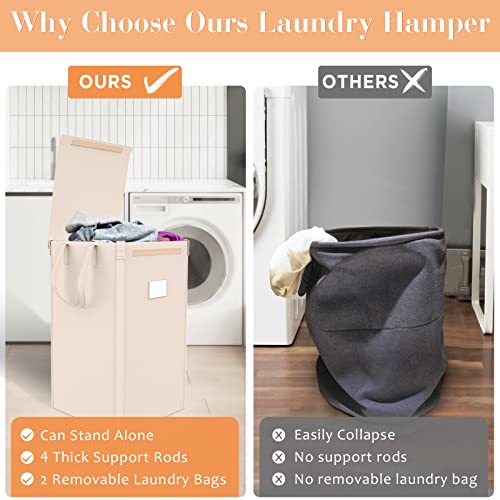 Large Laundry Hamper With Lid - Collapsible Dirty Clothes Hamper With Removable Bag And Handles, Laundry Hamper For Clothes & Toy Storage,Tall Laundry Hamper For Bathroom Bedroom Dorm Room Essentials #TOP1
