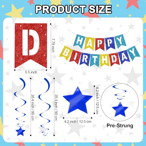 Image of BEISHIDA Red Blue Gold Happy Birthday Banner for Kids Paw Birthday Decor