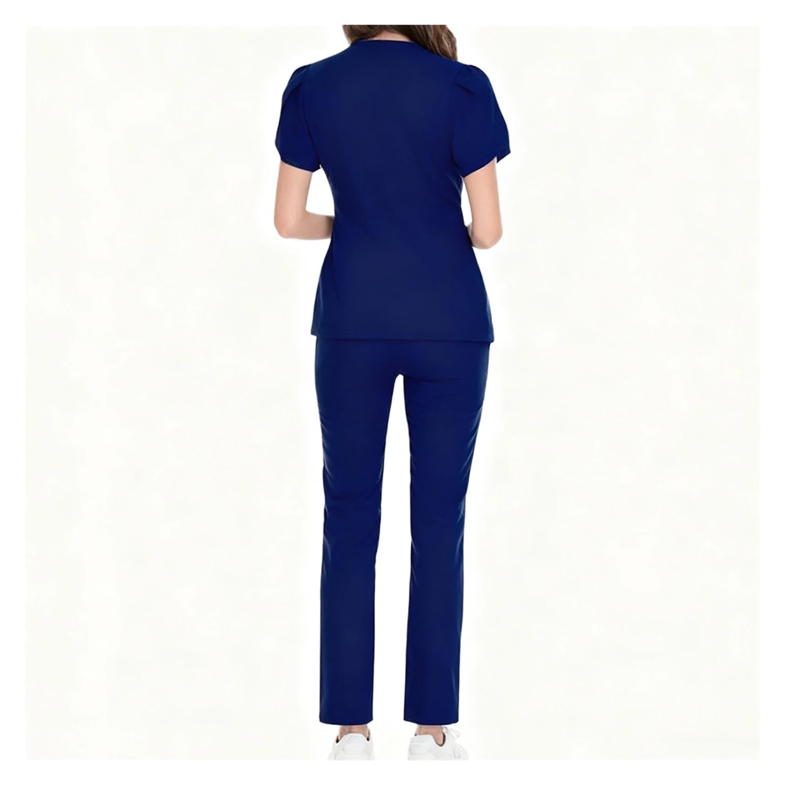 Kasacks Damen Pflege Damen-Krankenschwester-Bekleidungsset, V-Ausschnitt, kurze Ärmel, Reißverschluss, Rüschen, mehrfarbig, lange Hosen, medizinische Uniform, Arbeitskleidung for das Gesundheitswesen