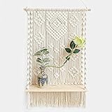 Estante para colgar en la pared de macramé hecho a mano DFVEY, colgador para plantas de cuerda de interior Boho