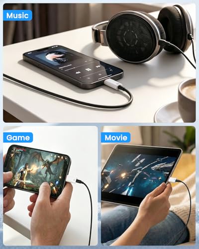 Image of ZORBES 2Pcs Lighting to 3.5mm Audio Headphone Adapter, DAC Chip Lighting to Aux 3.5mm Headphone Jack Audio Connector iPhone 17 Pro Max /17 Pro /17 /16 /15, Galaxy S26 /S25 /S24 & Other Type C Phones