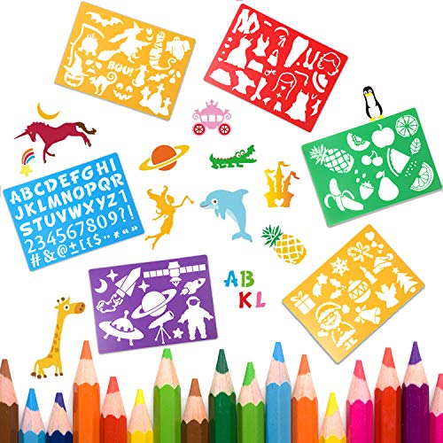 Image of HADDIY Kids Drawing Stencils Set,20pcs Templates for Painting＆Card Making