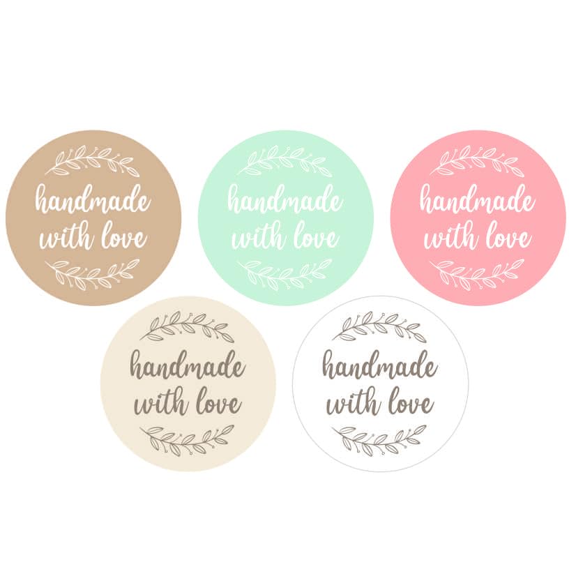 Handmade with Love Stickers- Handmade with Love Tags, Gift Stickers, Gift Tags,Stickers, Stickers for Gift, Packing Stickers for Gift Box, Best Wishes Stickers for Gifts (Pack of 100)
