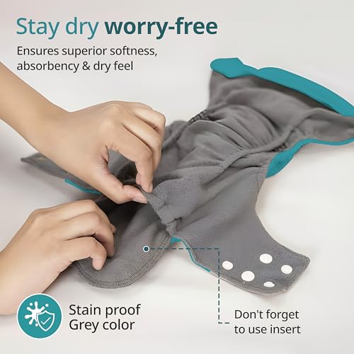 Image of LuvLap Reusable Baby Cloth Diapers Combo Pack of 6 (3 Shell + 3 Pads) Double Leak Guard, High Absorption, Stain-Proof Comfort & Protection, 3m+, Rash Free, Adjustable Waist & Height with Snap Buttons