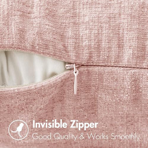 Image of MIULEE Pack of 2 Couch Valentines Throw Pillow Covers 18x18 Inch Soft Spring Pink Chenille Pillow Covers for Sofa Living Room Solid Dyed Pillow Cases