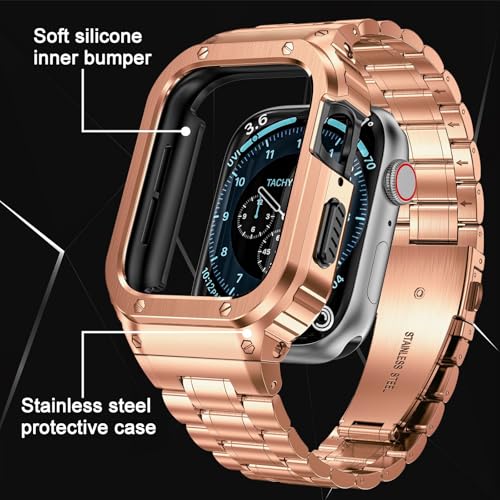 Image of MioHHR Stainless Steel Band with Case for Apple Watch Bands 41mm /40mm /38mm