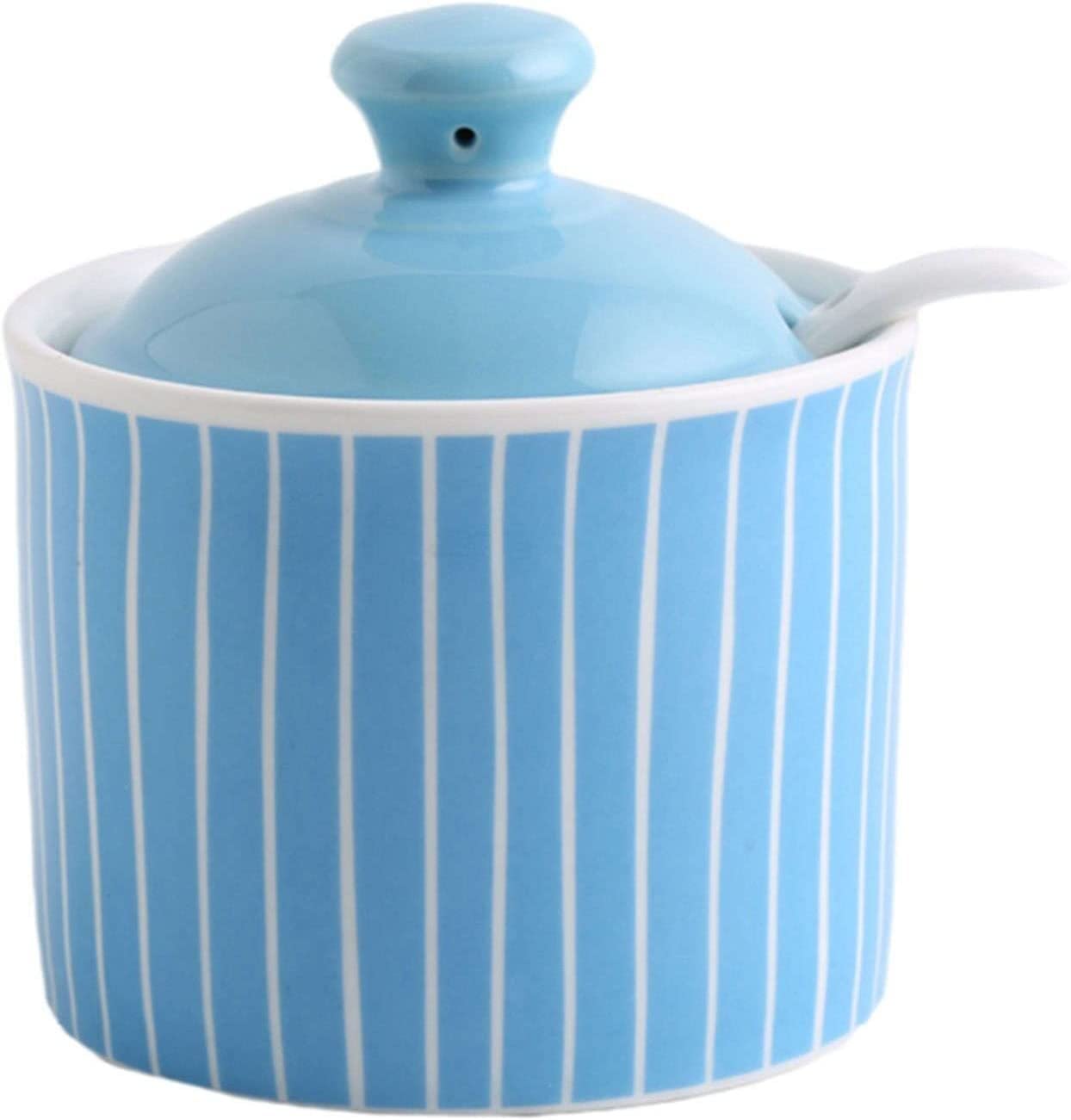 OqcEha Veil,Bride Costume,Bridal Veil,Bridal veils, Blue Sugar Bowl with Lid, Sugar Storage Jar, Sugar Pot, Sugar Container Spice Jar, Sugar Salt Pot Seasoning Canister-Blue 1-250ml