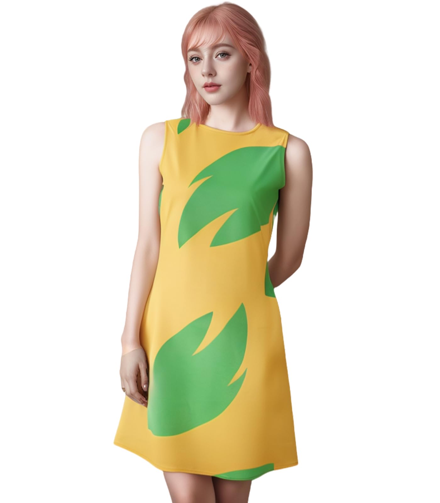 Lilo Costume Women Hawaiian Princess Leaf Dress Cosplay Costume Red Short Sleeve Summer Party Casual Halloween Suit