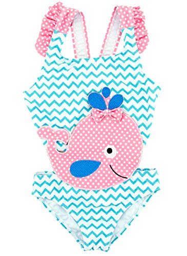 kavkas Baby/Toddler/Infant Rash Guard Swimsuit for Girl One Piece Bathing Suit Cute Cartoon Bikini (12M-8T) (Whale, 5T)