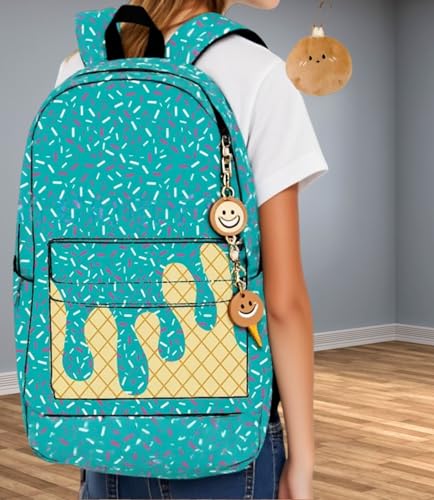 Ice Cream Backpack for Boys, Baseball Drip Backpack, Shoulder Bag, with Side Pockets, Kawaii Large Capacity (Pink)3