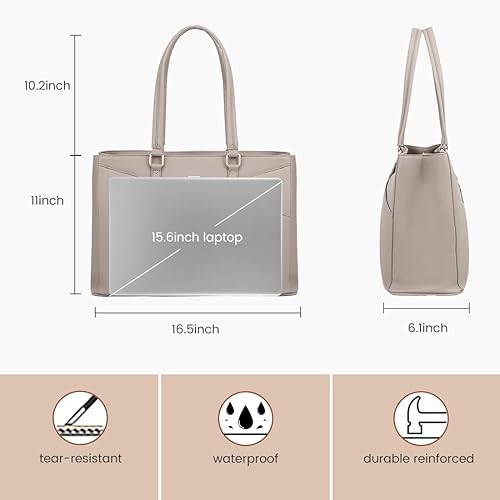 Vista 239 de LOVEVOOK Bolsa para computadora portátil para mujer, 15.6 pulgadas, bolsa de mano para computadora portátil, bolsa de trabajo para profesores, bolsa