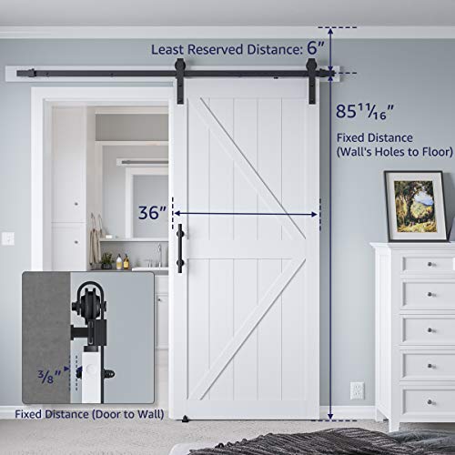Image of 36in x 84in Sliding Barn Door with 6.6ft Barn Door Hardware Kit & Handle