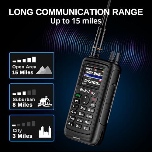 Image of Radioddity GM-30 Plus GMRS Handheld Radio, GMRS Repeater Capable Long Range NOAA /UHF /VHF /Airband Scanner & Receiver, 1000 Channels, GPS Tracking, Programming Cable+15.5 inch ANT, 2 Pack (Chirp Compatible)