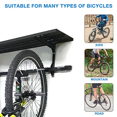 Caprihom 5 Bike Rack Wall Mount Bicycle Storage Rack With Adjustable Hanger System Garage Bike Rack with Shelf Could Store Helmets,Shoes, Pumps, Tools, Lubricants And More (5 Bike Rack + Shelf) by Caprihom - Image 7