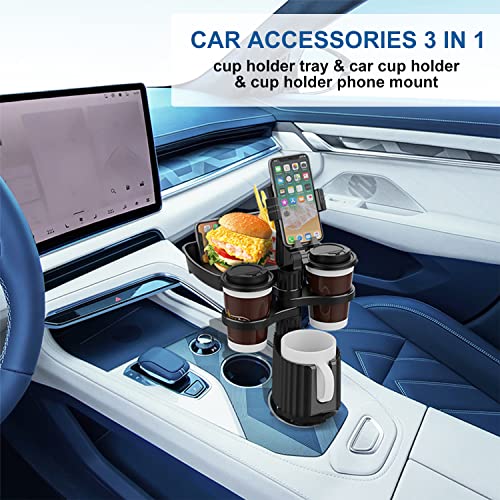 Yatmung Upgraded Cup Holder Phone Mount For Car - 3 In 1 Adjustable Car Cup Holder Expander With Tray - 360°Rotation - All Purpose Car Cup Holder - Cell Phone Cup Holder - Fits All Smartphones #TOP1