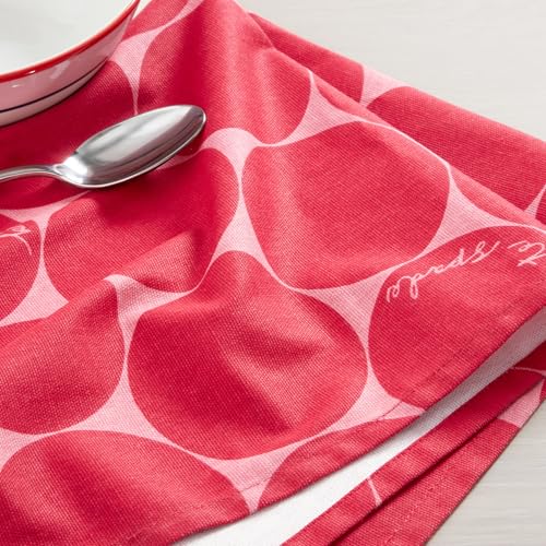 Image of kate spade new york Joy Dot Cloth Napkins 4-Pack Set, 100% Cotton, Machine Washable, Rose Pink /Red, 20 inchx20 inch