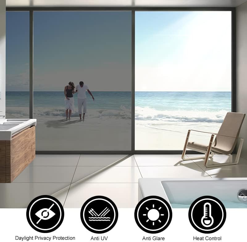 Miniatura 4 de DKTIE Película de privacidad para ventana, espejo unidireccional con herramientas de instalación, película de privacidad para ventana, no se ve