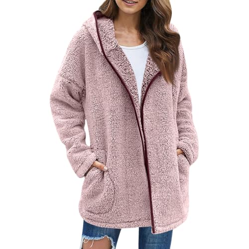 Sherpa Fleece Jacket Women Plush Blanket Blanket Winter Zip Up Long Coat - image 2