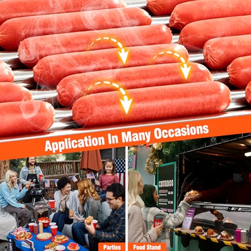 Litake Hot Dog Roller,11 Rollers 30 Hot Dogs Capacity 1950W Stainless Sausage Grill Cooker Machine with Removable Oil Drip Tray Dual Temp Control and Glass Hood Cover, Perfect for Commercial and Party