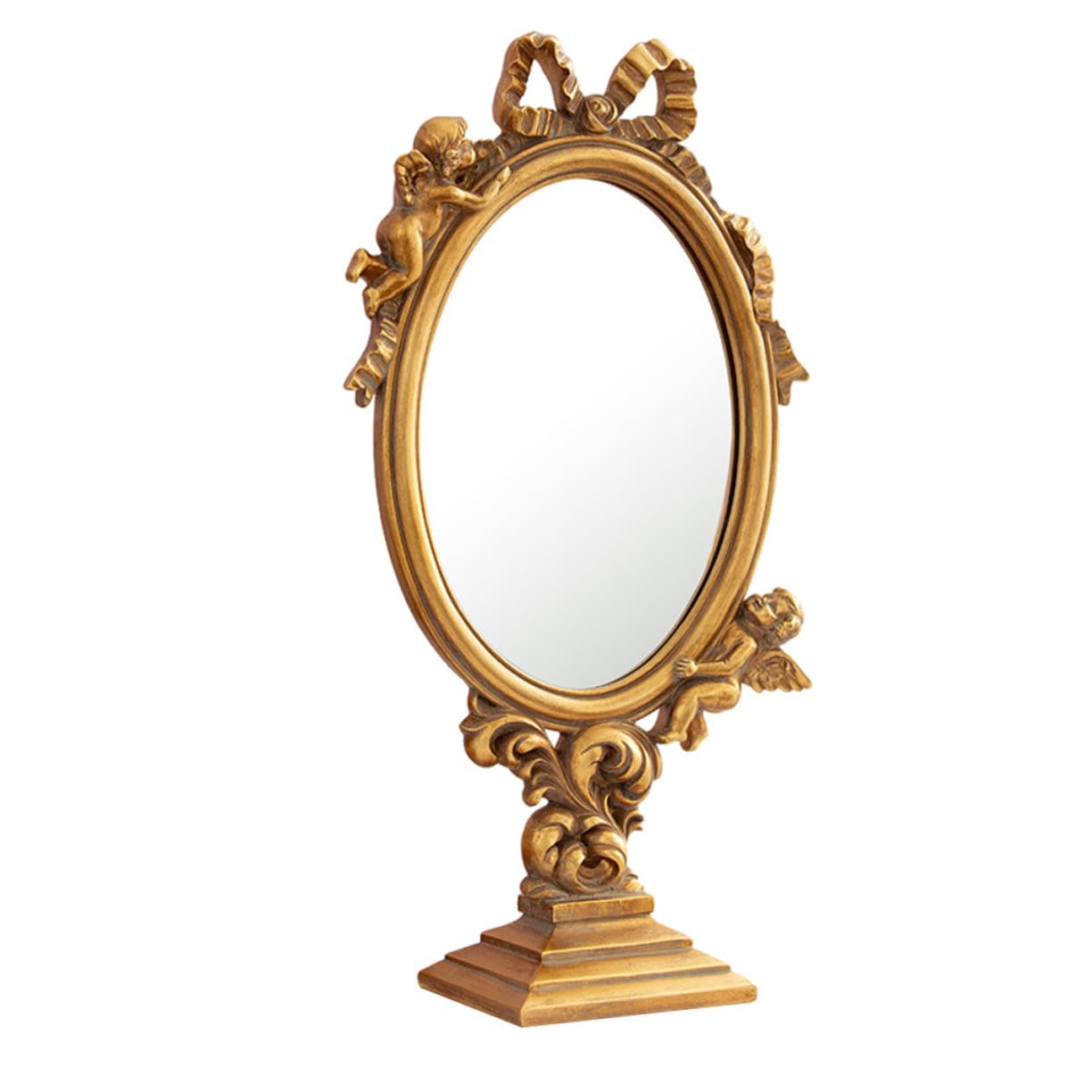 Miroir de maquillage sur pied rétro de style européen pour décoration de coiffeuse chic