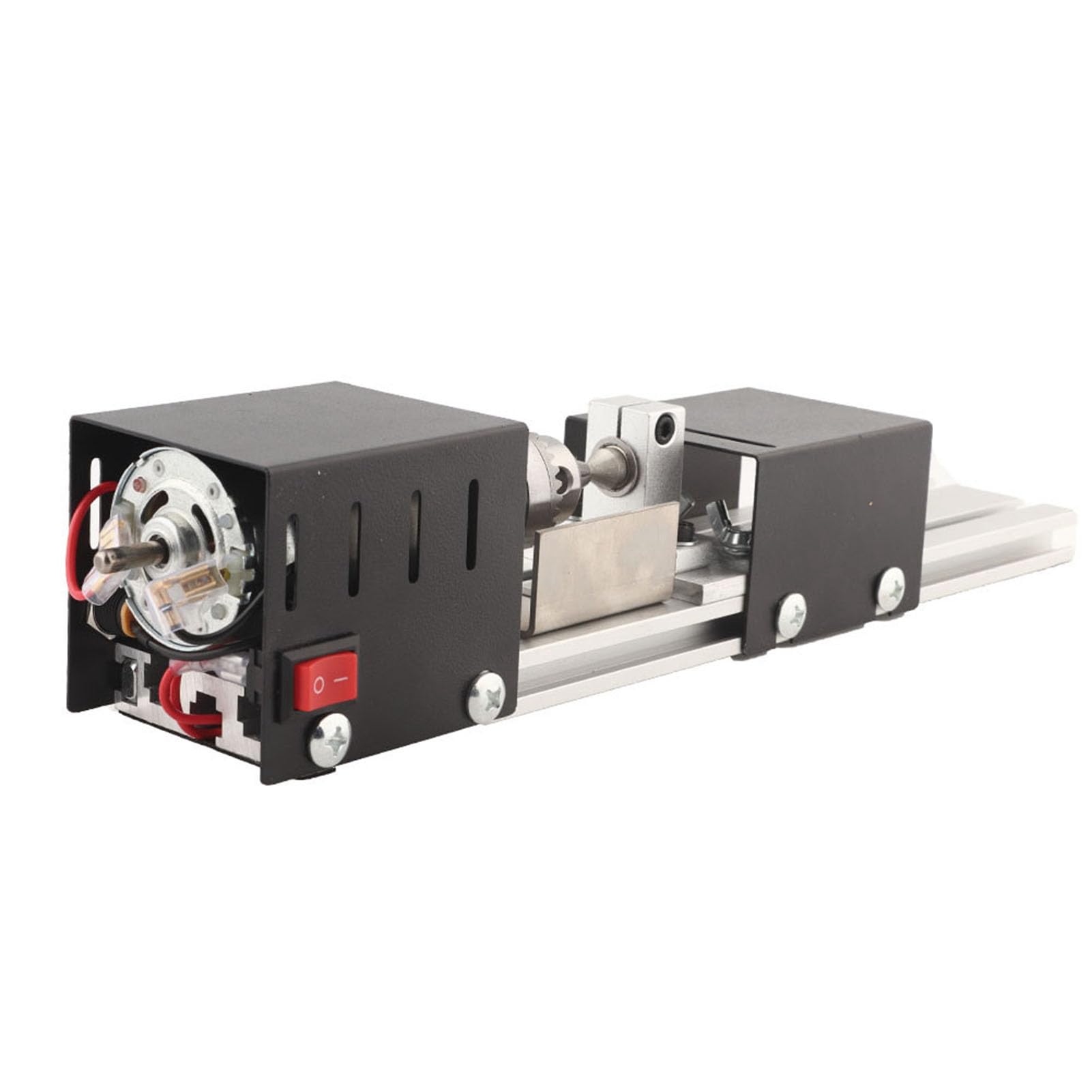 Mini torno de madera y máquina de cuentas CNC para carpintería con motor de 10000 RPM Adaptador de corriente de 7 niveles Base de aleación de aluminio y portabrocas de acero para