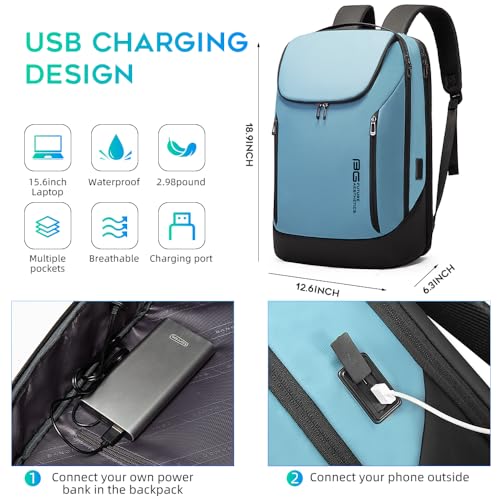 Image of BANGE Business Smart Backpack Waterproof fit 15.6 Inch Laptop Backpack with USB Charging Port,Travel Durable Backpack