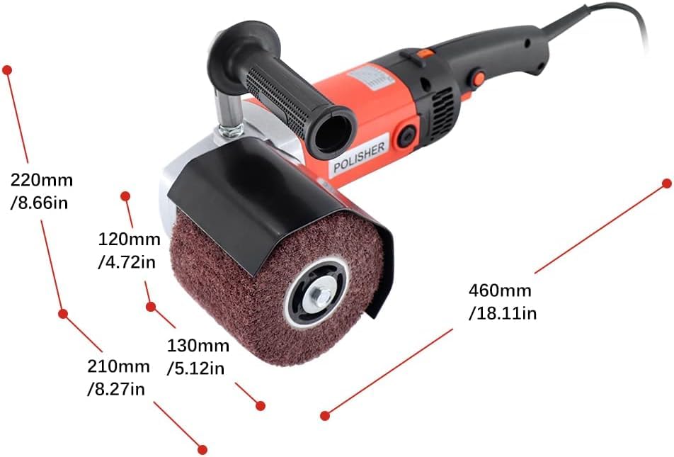 VENEKETY Handheld 1400W Metal Burnishing Machine,Electric Sander Polisher for Wood Stainless Steel Polishing with One Wheel,8 Variable Speed,Lock Switch,Auxiliary Handle 1