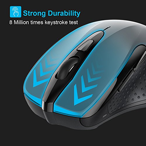 TECKNET Mouse Bluetooth Mouse Wireless per Windows e Mac, 2600DPI, Durata delle batterie di 24 Mesi, 5 Livelli di DPI Regolabile