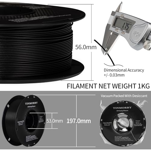 Image of TINMORRY ASA Filament 1.75mm, High UV & Heat Resistant 3D Printer Filament, Durable & Toughness, Dimensional Accuracy + /- 0.03mm, Perfect for Printing Outdoor Functional Parts,1KG Spool, Black