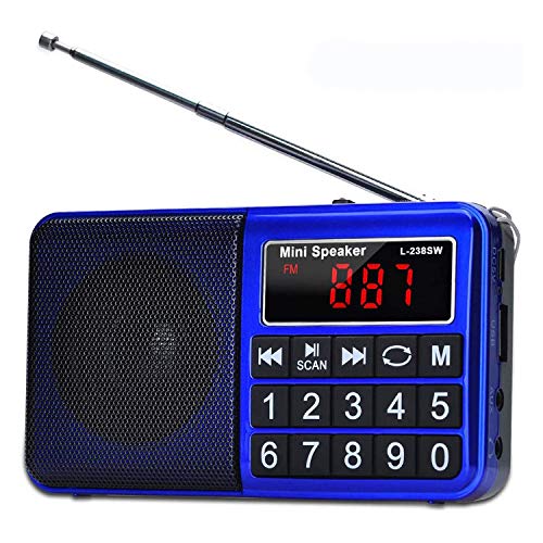 Shortwave Radio, AM FM Radio Digital Tuner, Wiederaufladbare Radiounterstützung, tragbares MP3-Radio mit Bass- und TF-Buchse,Blau