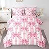 Feelyou Pink Bowknot Comforter Set with Sheets,Dreamy Princess Bowknot 7 Piece Bedding Set Twin Size,Girls Bedroom Room Decor,Cute Bow Girly Bed in a Bag,Kawaii Geometric Bow-tie Bed Set #2