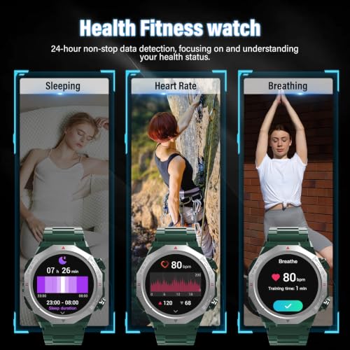 Image of Smart Watch for Men (Answer /Make Calls), Rugged Men's Military Smartwatch, 1.39 inch HD Fitness Tracker with Heart Rate /Sleep /Step Monitor, 110+ Sport Modes, IP68 Waterproof Activity Tracker Android iOS