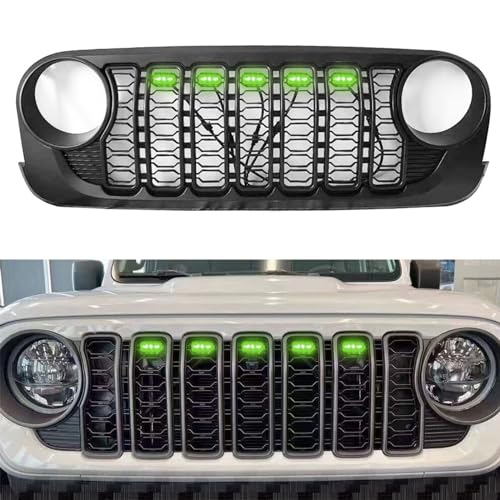Calandre Avant 7 Pièces Jeep Wrangler JK JKU 2007-2015 - Inserts Maille Noire Style Tout-Terrain