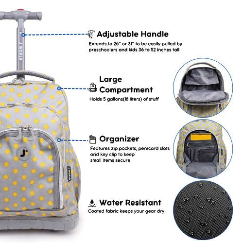 Image of J World Lollipop Kids Rolling Backpack & Lunch Bag Set for Elementary School. Carry-On Suitcase with Wheels, Candy Buttons