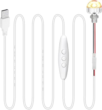 Small USB Light Bulb 1 Watt with Cable Cord DC 5V Dimmable LED Light 5.3ft Length USB Powered with Flexible Wire for Halloween, DIY, Experiments, 1 Pack Cool White