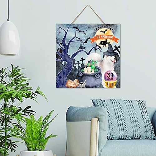 Décoration murale Halloween souvenir d'enfance plaque bois sorcière