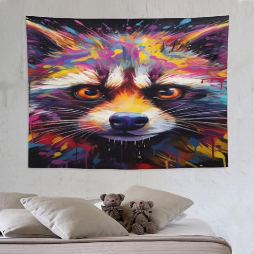 Tapisserie raton laveur grand format pour créer un cocon scandinave au salon