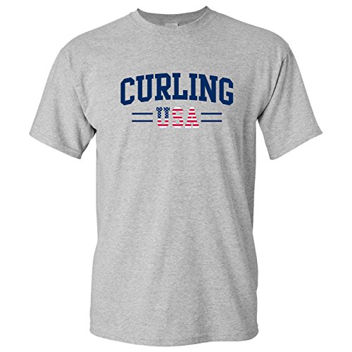 UGP Campus Apparel USA Curling Arch - Team Winter Games Sports Event T Shirt Large Sport Grey