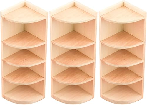 Estante esquinero para casa de muñecas 112 de madera, mini gabinete, manualidades, casa de muñecas, muebles de madera, estante pequeño, modelo de