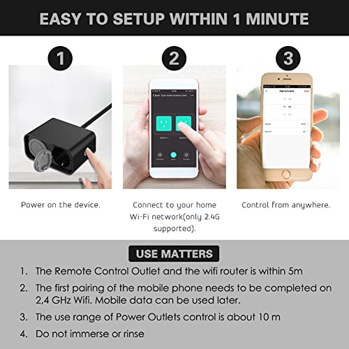BITIWEND WiFi buiten Stopcontact Waterdicht Smart Outdoor Socket 16A/2400W, 2,4 GHz Tuin Dubbele Socket App… - Image 8