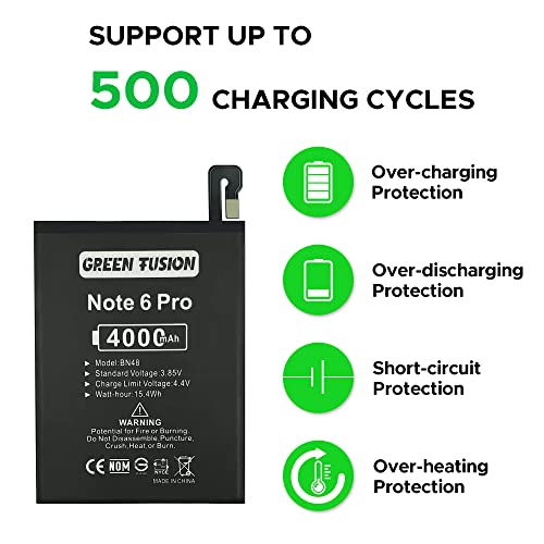 Image of GREEN FUSION for Redmi Note 6 & Note 6 Pro Battery Replacement BN48, with Repair Toolkit
