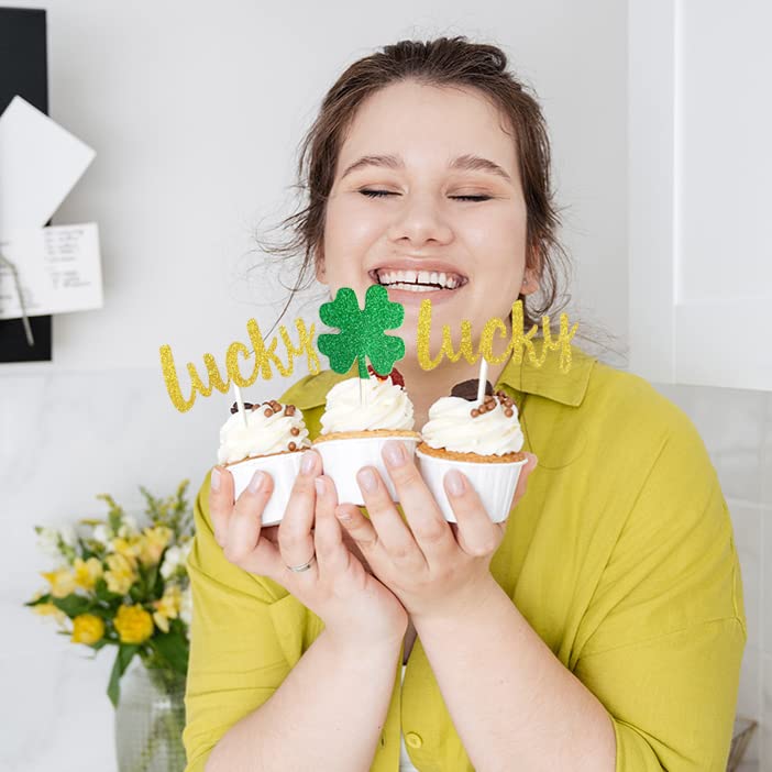 Happy St. Patrick's Day Cupcake-Topper – 8 Glitzernde Kleeblatt-Deko Für Kuchen & Muffins Mit Zwerg-Motiv
